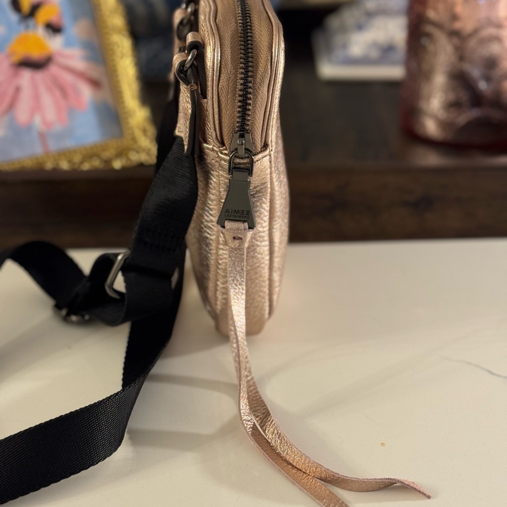 🩷 AIMEE KESTENBERG ROSE GOLD LEATHER STADIUM BAG! - Picture 5 of 11